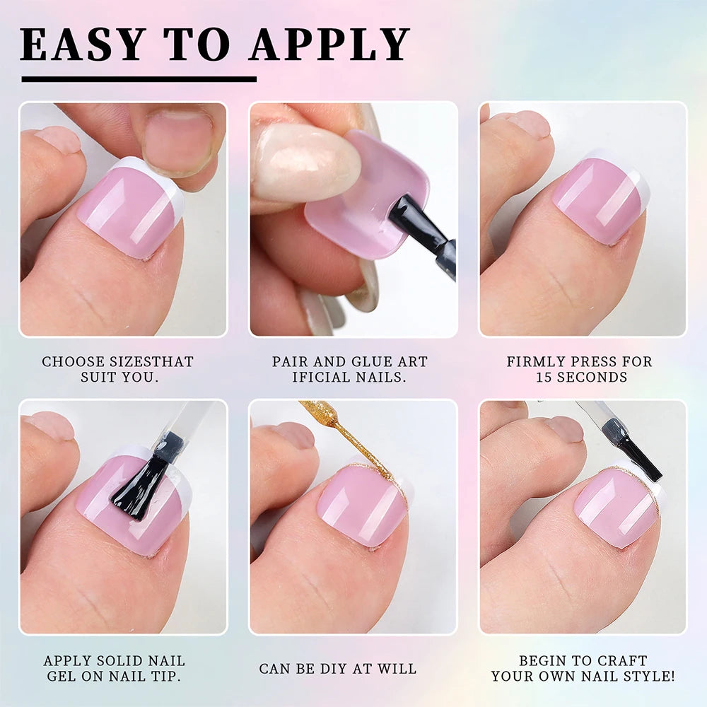 Soft Gel Toe Nail Tips kit — clear press‑on toenail extensions