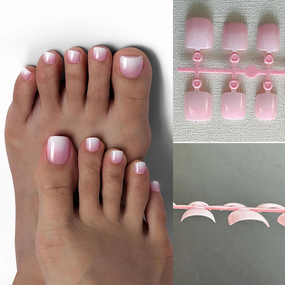 Soft Gel Toe Nail Tips kit — clear press‑on toenail extensions