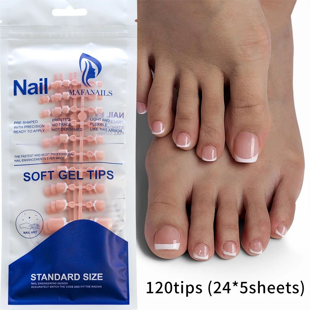 Soft Gel Toe Nail Tips kit — clear press‑on toenail extensions