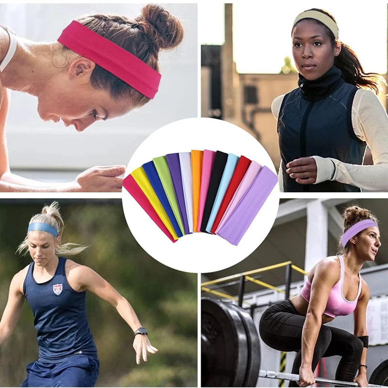 Non-Slip Yoga Headband Set — 6 colorful sweat-wicking headbands with silicone grip