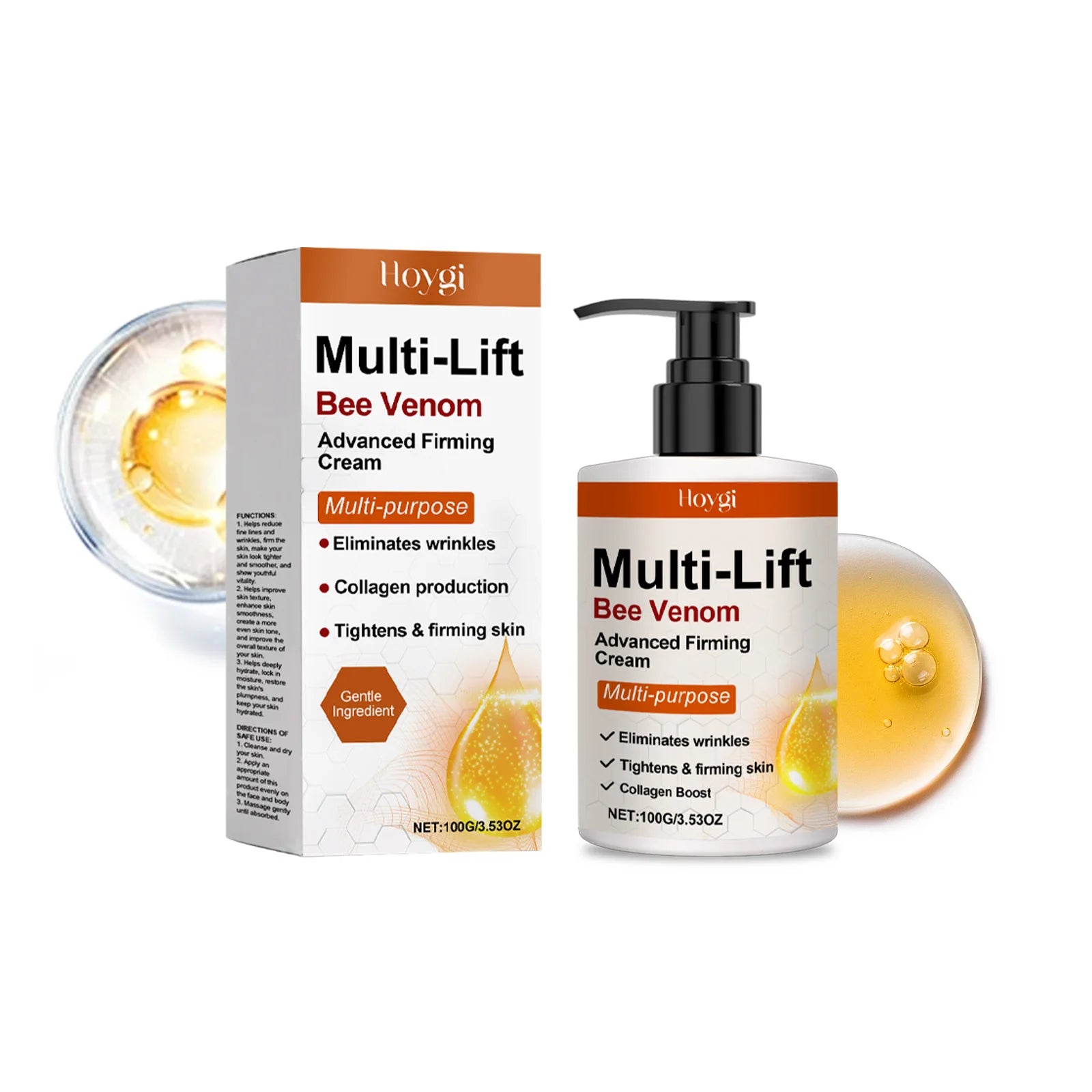 Hoygi Multi-Lift Bee Venom Body Cream jar — firming, lifting, hydrating body cream