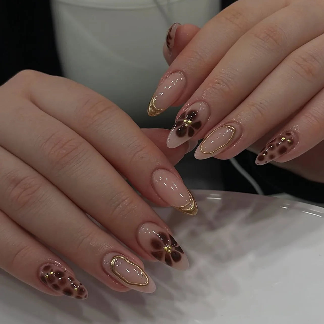 Luxury Floral Press On Nails featuring elegant floral designs and a resin gel finish for a polished look.