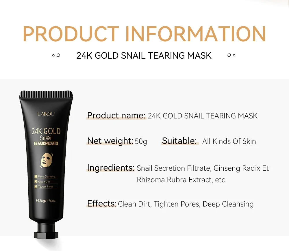 24K Gold Snail Tearing Mask