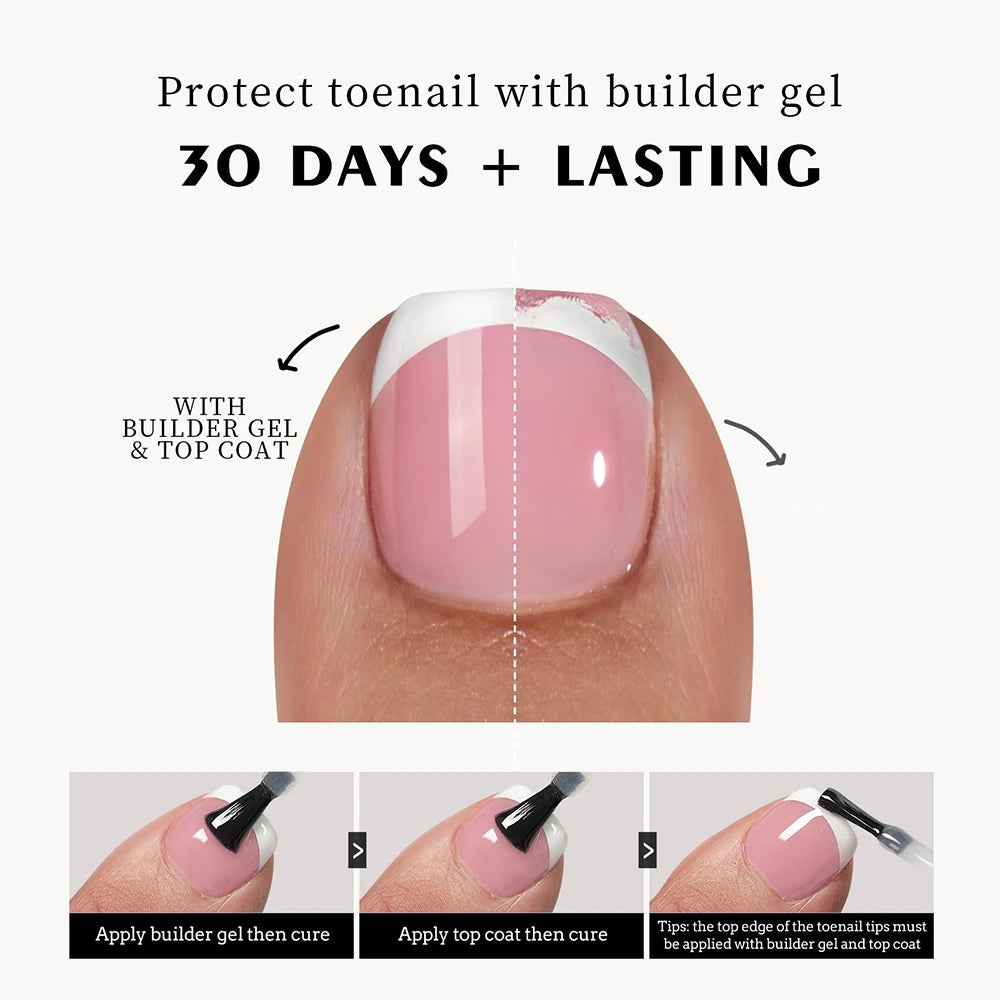 Soft Gel Toe Nail Tips kit — clear press‑on toenail extensions